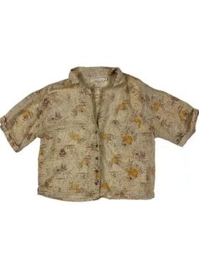 Prana women’s XS button shirt raccoon fish Hawaiian style natural colors